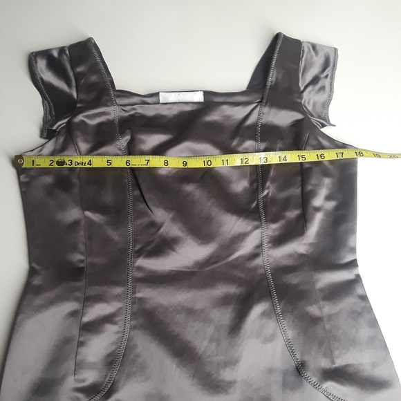 SILK CULTURE Charcoal Silk Satin Stitched Gray Dress Medium NWT - Picture 9 of 11